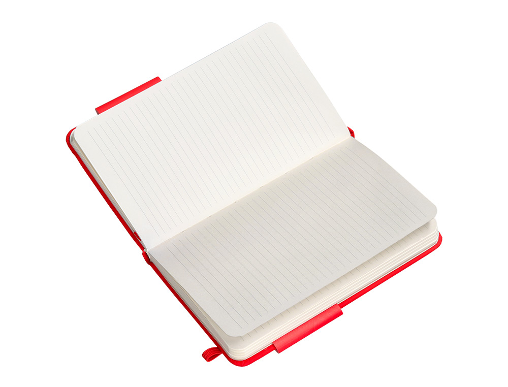 CUADERNO CON GOMILLA ANTARTIK NOTES TAPA DURA A6 HOJAS RAYAS ROJO 100 HOJAS 80 GR FSC