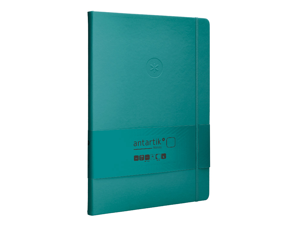 CUADERNO CON GOMILLA ANTARTIK NOTES TAPA DURA A4 HOJAS LISAS VERDE AGUAMARINA 100 HOJAS 80 GR FSC