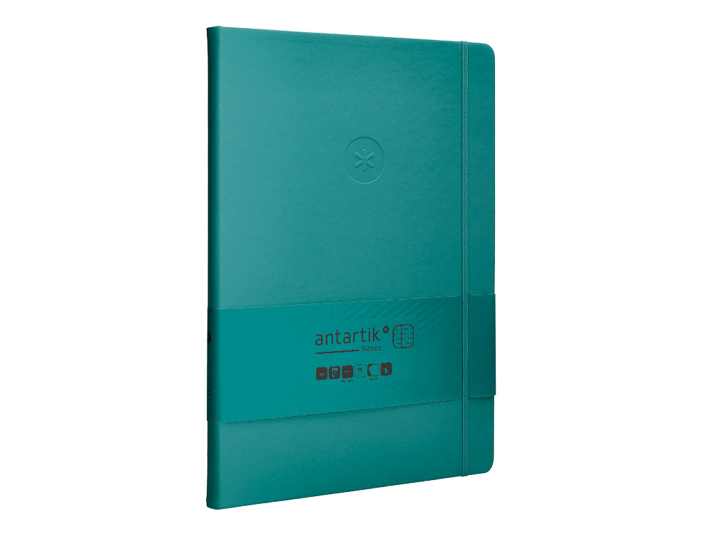 CUADERNO CON GOMILLA ANTARTIK NOTES TAPA DURA A4 HOJAS CUADRICULA VERDE AGUAMARINA 100 HOJAS 80 GR