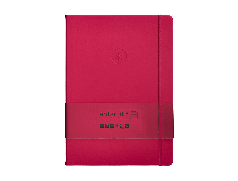 CUADERNO CON GOMILLA ANTARTIK NOTES TAPA DURA A4 HOJAS RAYAS BURDEOS 100 HOJAS 80 GR FSC