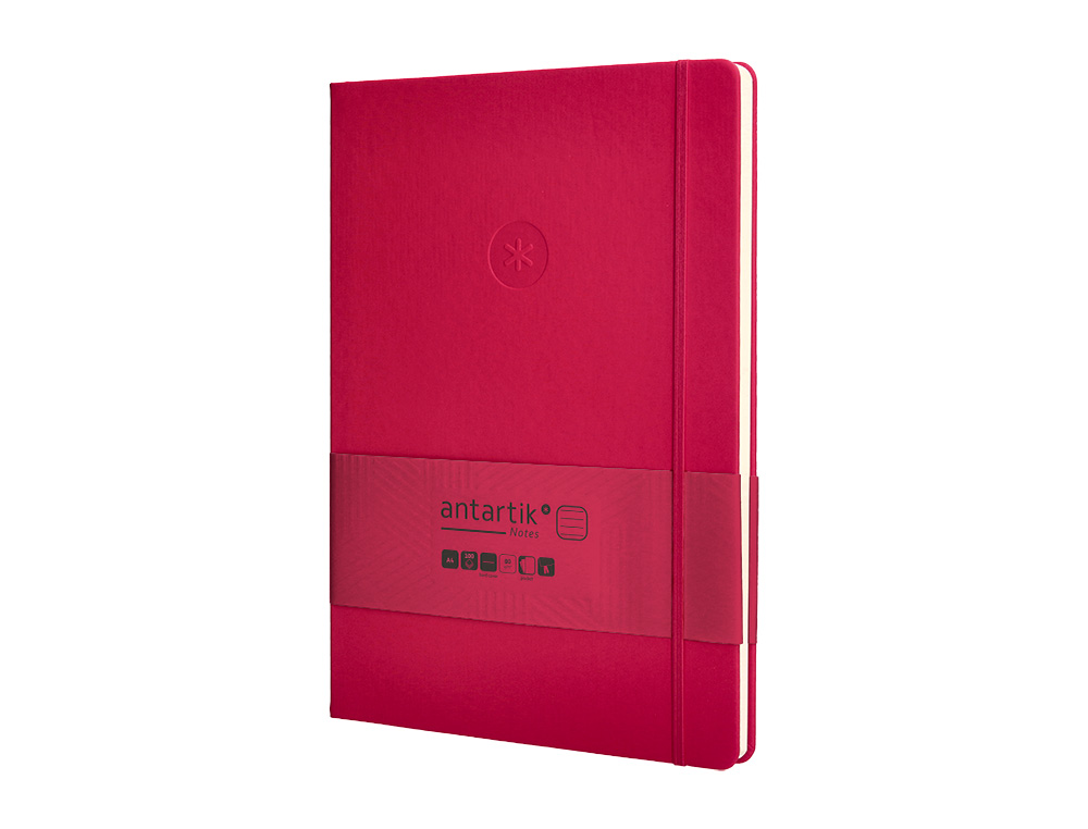 CUADERNO CON GOMILLA ANTARTIK NOTES TAPA DURA A4 HOJAS RAYAS BURDEOS 100 HOJAS 80 GR FSC