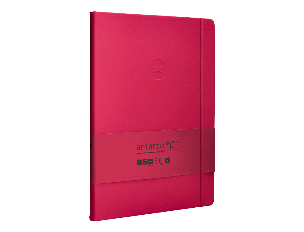CUADERNO CON GOMILLA ANTARTIK NOTES TAPA DURA A4 HOJAS RAYAS BURDEOS 100 HOJAS 80 GR FSC