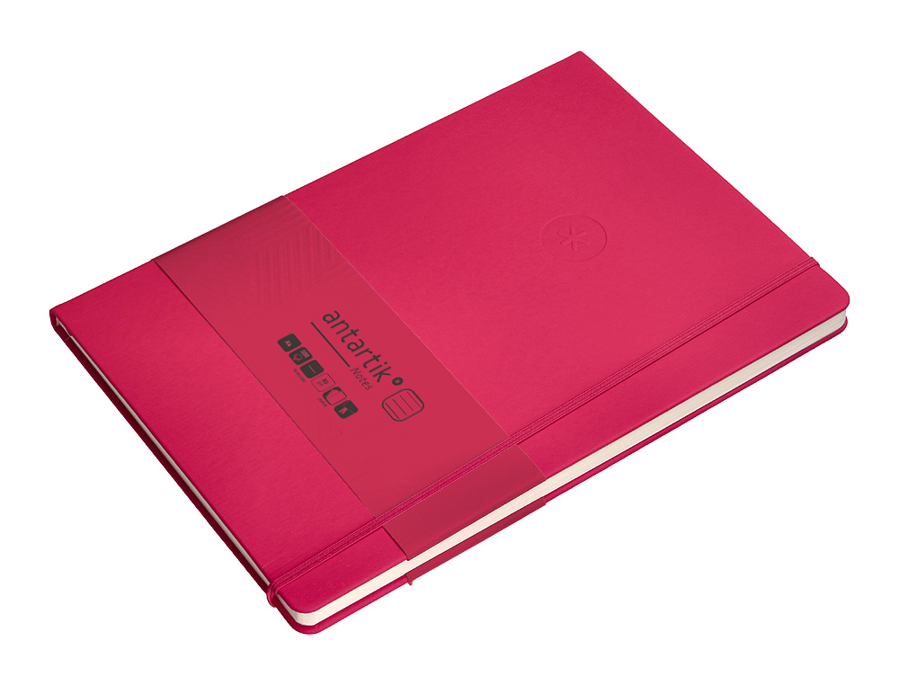 CUADERNO CON GOMILLA ANTARTIK NOTES TAPA DURA A4 HOJAS RAYAS BURDEOS 100 HOJAS 80 GR FSC