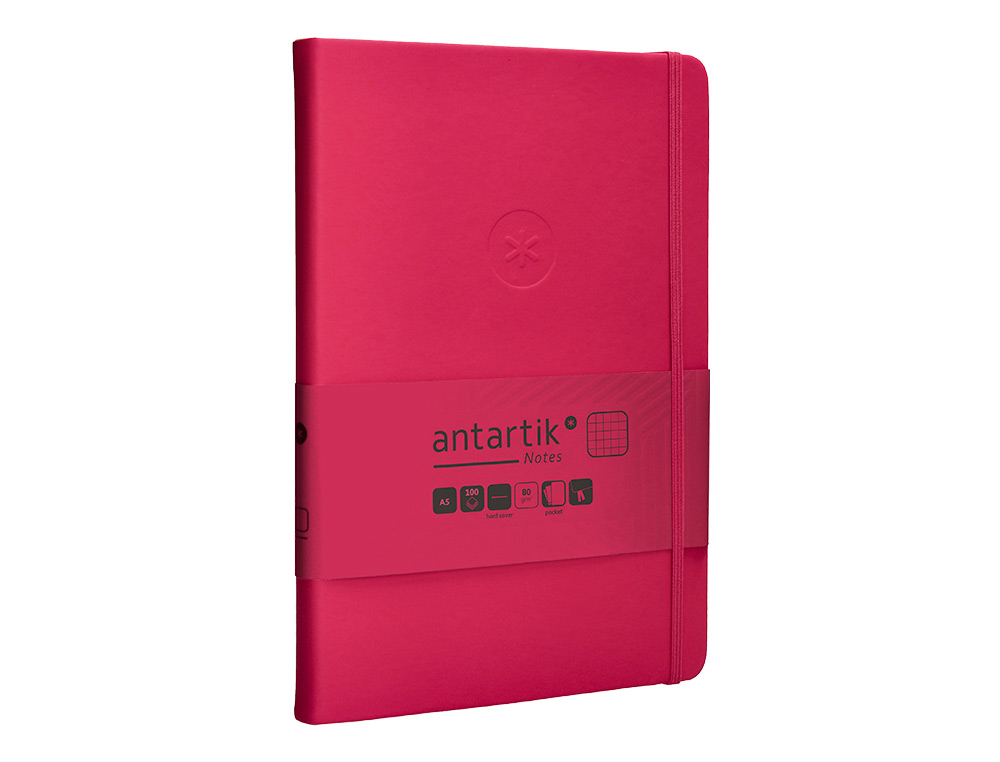 CUADERNO CON GOMILLA ANTARTIK NOTES TAPA DURA A5 HOJAS CUADRICULA BURDEOS 100 HOJAS 80 GR FSC