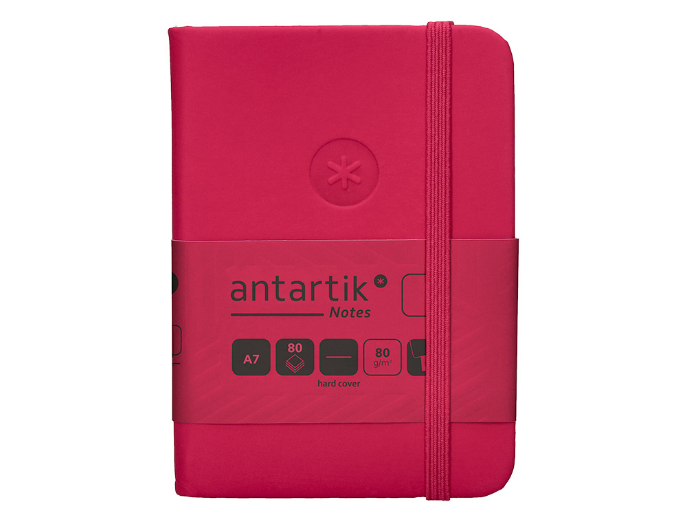 CUADERNO CON GOMILLA ANTARTIK NOTES TAPA DURA A7 HOJAS LISAS BURDEOS 80 HOJAS 80 GR FSC