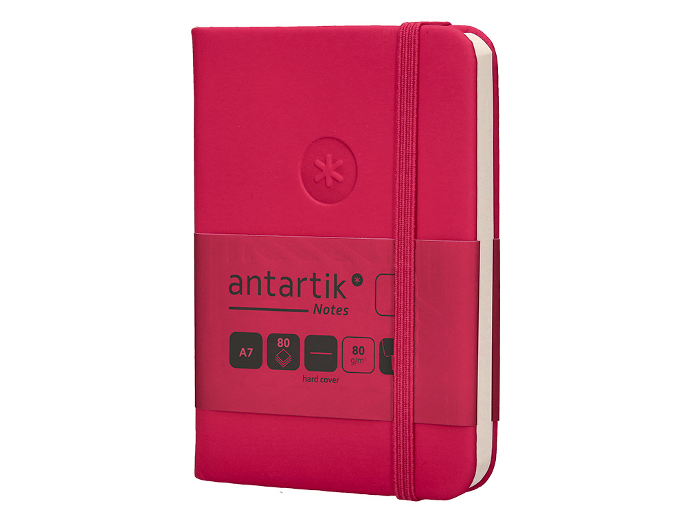 CUADERNO CON GOMILLA ANTARTIK NOTES TAPA DURA A7 HOJAS LISAS BURDEOS 80 HOJAS 80 GR FSC