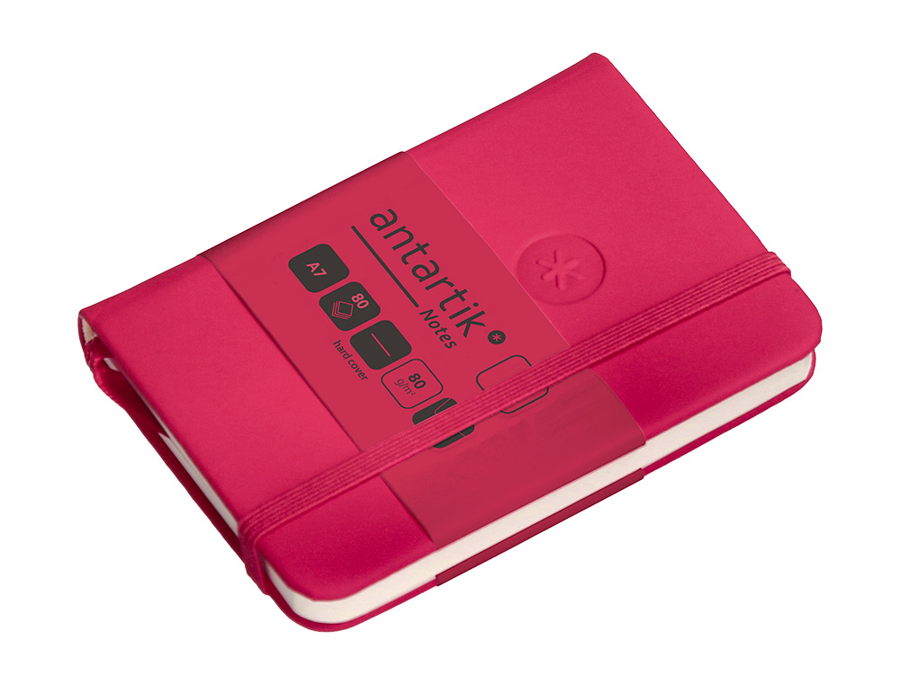 CUADERNO CON GOMILLA ANTARTIK NOTES TAPA DURA A7 HOJAS LISAS BURDEOS 80 HOJAS 80 GR FSC