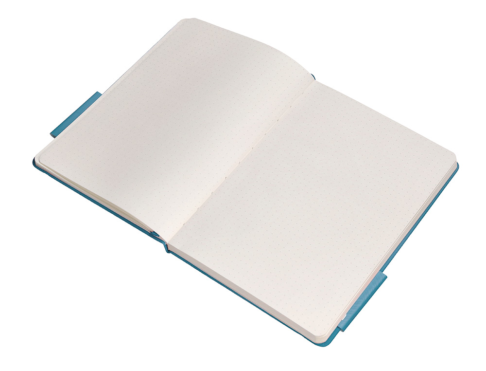 CUADERNO CON GOMILLA ANTARTIK NOTES TAPA DURA A5 HOJAS PUNTOS AZUL CLARO 100 HOJAS 80 GR FSC