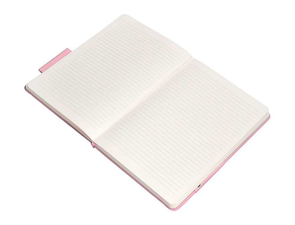CUADERNO CON GOMILLA ANTARTIK NOTES TAPA DURA A4 HOJAS RAYAS ROSA PASTEL 100 HOJAS 80 GR FSC