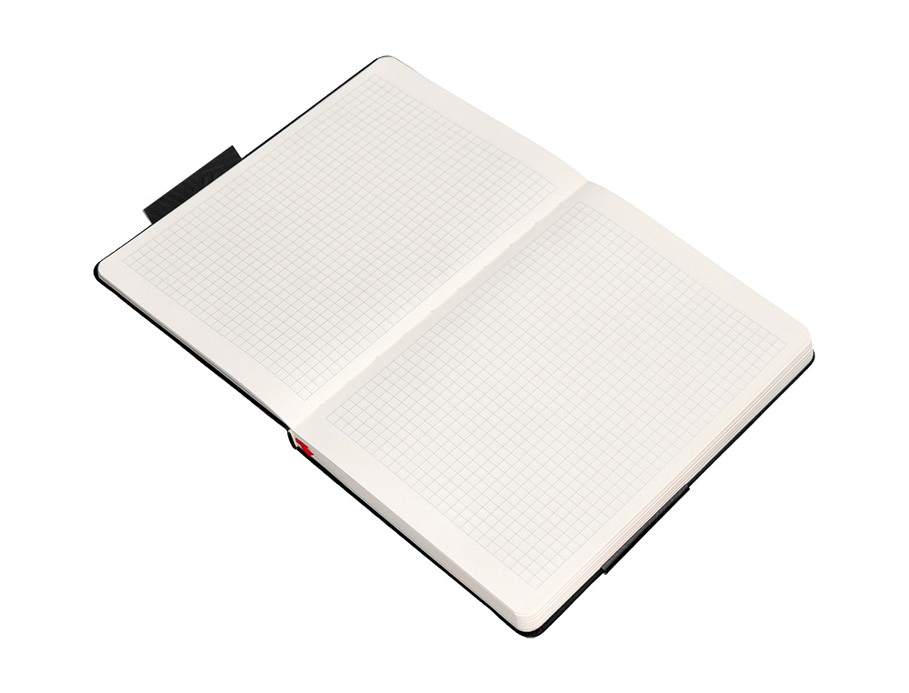 CUADERNO CON GOMILLA ANTARTIK NOTES TAPA DURA A4 HOJAS CUADRICULA NEGRO Y ROJO 100 HOJAS 80 GR FSC