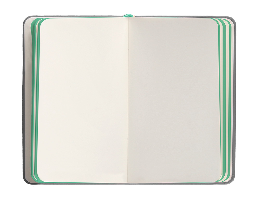 CUADERNO CON GOMILLA ANTARTIK NOTES TAPA DURA A6 HOJAS LISAS GRIS Y TURQUESA 100 HOJAS 80 GR FSC
