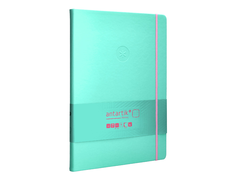 CUADERNO CON GOMILLA ANTARTIK NOTES TAPA DURA A4 HOJAS PUNTOS ROSA Y TURQUESA 100 HOJAS 80 GR FSC