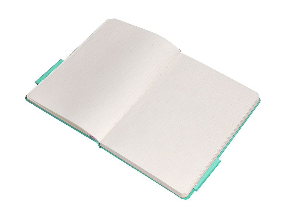 CUADERNO CON GOMILLA ANTARTIK NOTES TAPA DURA A4 HOJAS PUNTOS ROSA Y TURQUESA 100 HOJAS 80 GR FSC