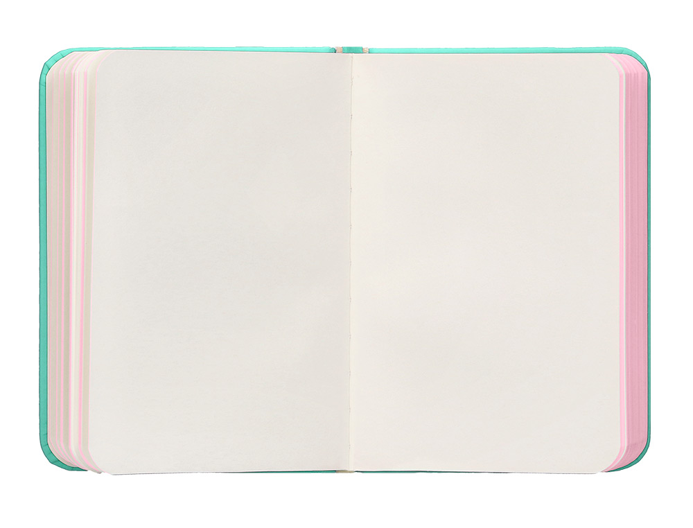 CUADERNO CON GOMILLA ANTARTIK NOTES TAPA DURA A7 HOJAS LISAS ROSA Y TURQUESA 80 HOJAS 80 GR FSC