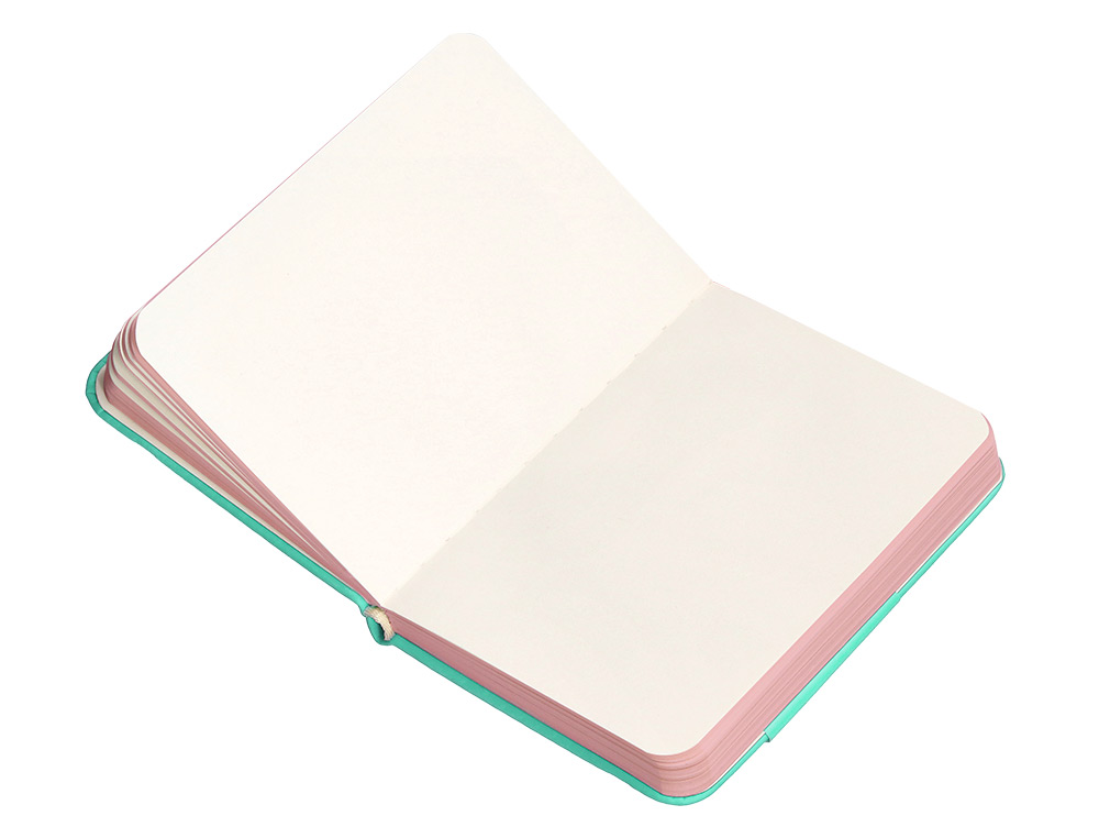 CUADERNO CON GOMILLA ANTARTIK NOTES TAPA DURA A7 HOJAS LISAS ROSA Y TURQUESA 80 HOJAS 80 GR FSC