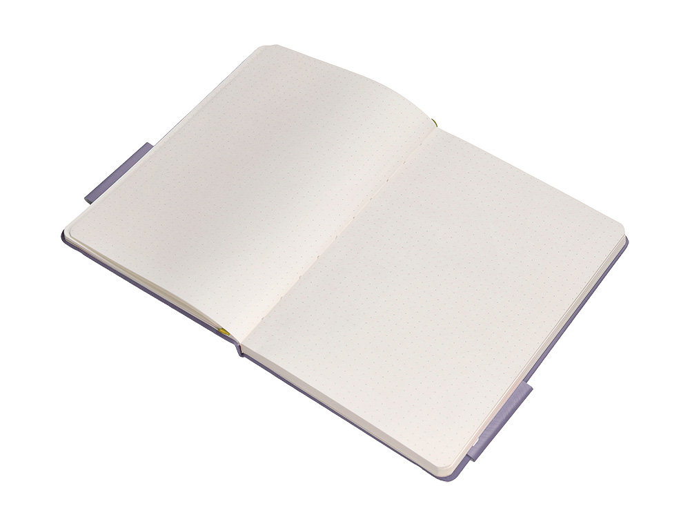 CUADERNO CON GOMILLA ANTARTIK NOTES TAPA DURA A4 HOJAS PUNTOS MORADO Y AMARILLO 100 HOJAS 80 GR FSC