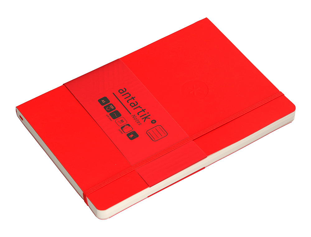 CUADERNO CON GOMILLA ANTARTIK NOTES TAPA BLANDA A5 HOJAS RAYAS ROJO 80 HOJAS 80 GR FSC