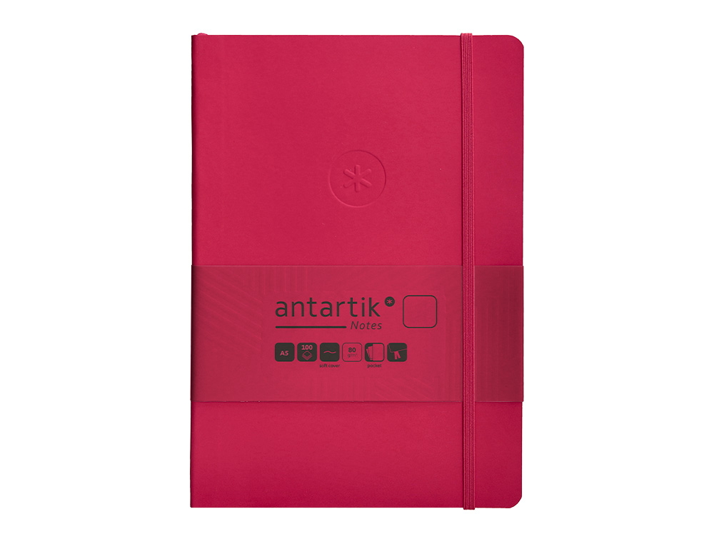 CUADERNO CON GOMILLA ANTARTIK NOTES TAPA BLANDA A5 HOJAS LISAS BURDEOS 80 HOJAS 80 GR FSC