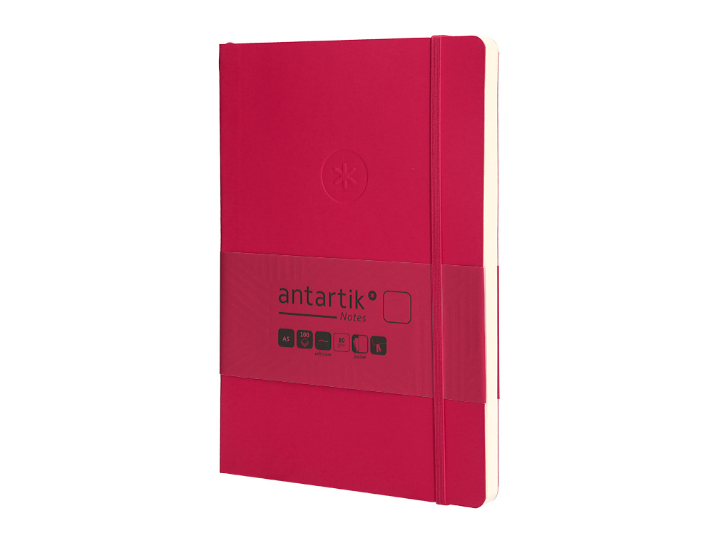 CUADERNO CON GOMILLA ANTARTIK NOTES TAPA BLANDA A5 HOJAS LISAS BURDEOS 80 HOJAS 80 GR FSC