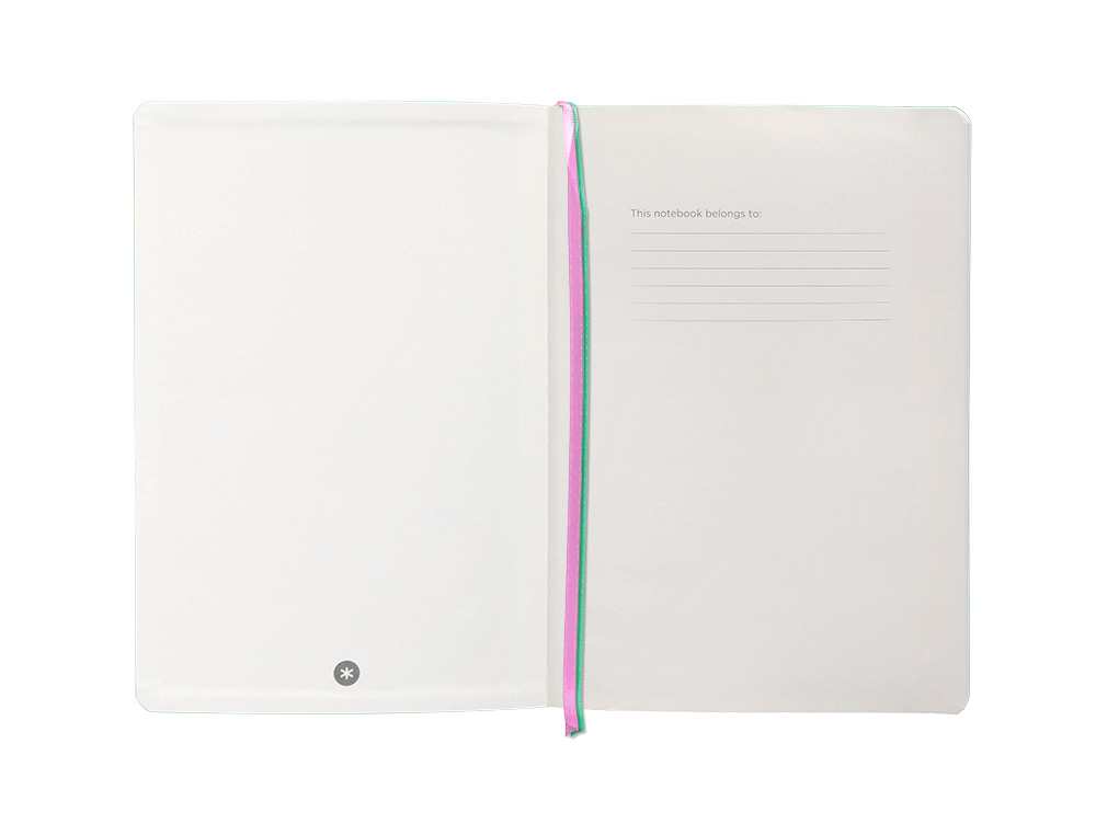 CUADERNO CON GOMILLA ANTARTIK NOTES TAPA BLANDA A5 HOJAS RAYAS ROSA Y TURQUESA 80 HOJAS 80 GR FSC