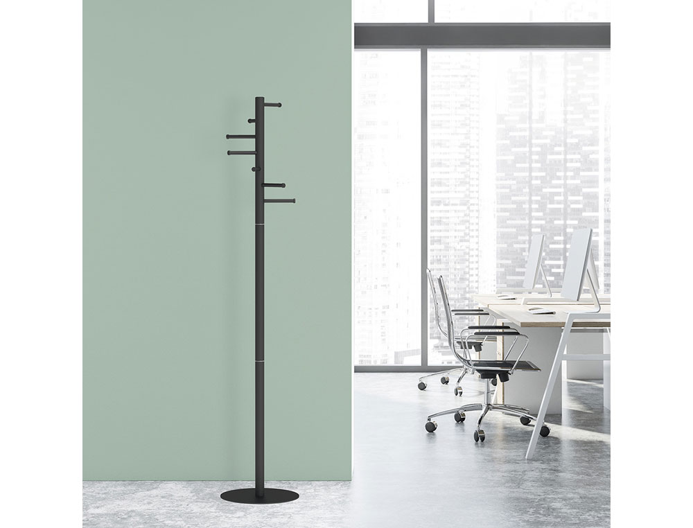 PERCHERO MAUL CAURUS 7 COLGADORES COLOR NEGRO 350X350X1770 MM