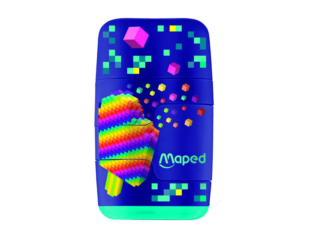 SACAPUNTAS MAPED PLASTICO CONNECT PIXEL PARTY 2 USOS CON GOMA DE BORRAR