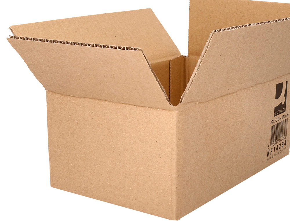 CAJA PARA EMBALAR Q-CONNECT AMERICANA ULTRA RESISTENTE CARTON RECICLADO CANAL DOBLE 7MM COLOR KRAFT 450X375X280 MM