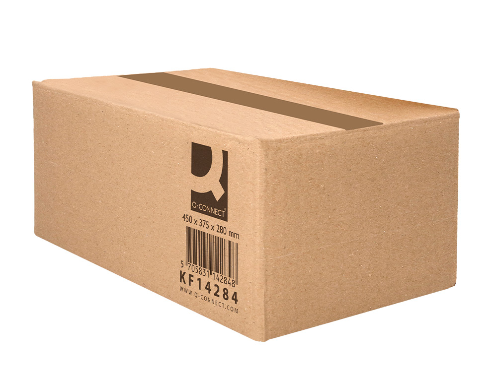 CAJA PARA EMBALAR Q-CONNECT AMERICANA ULTRA RESISTENTE CARTON RECICLADO CANAL DOBLE 7MM COLOR KRAFT 450X375X280 MM