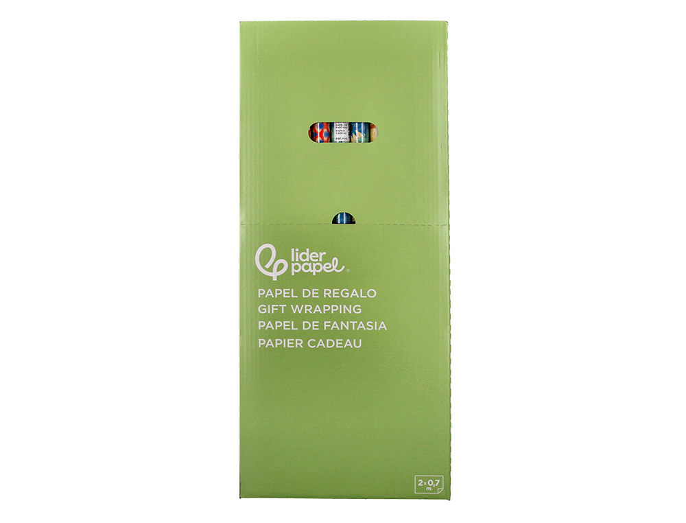 PAPEL DE REGALO LIDERPAPEL TODO AO ROLLO ANCHO 70 CM LONGITUD 2 MT GRAMAJE 60 GR DISEOS SURTIDOS B-2024