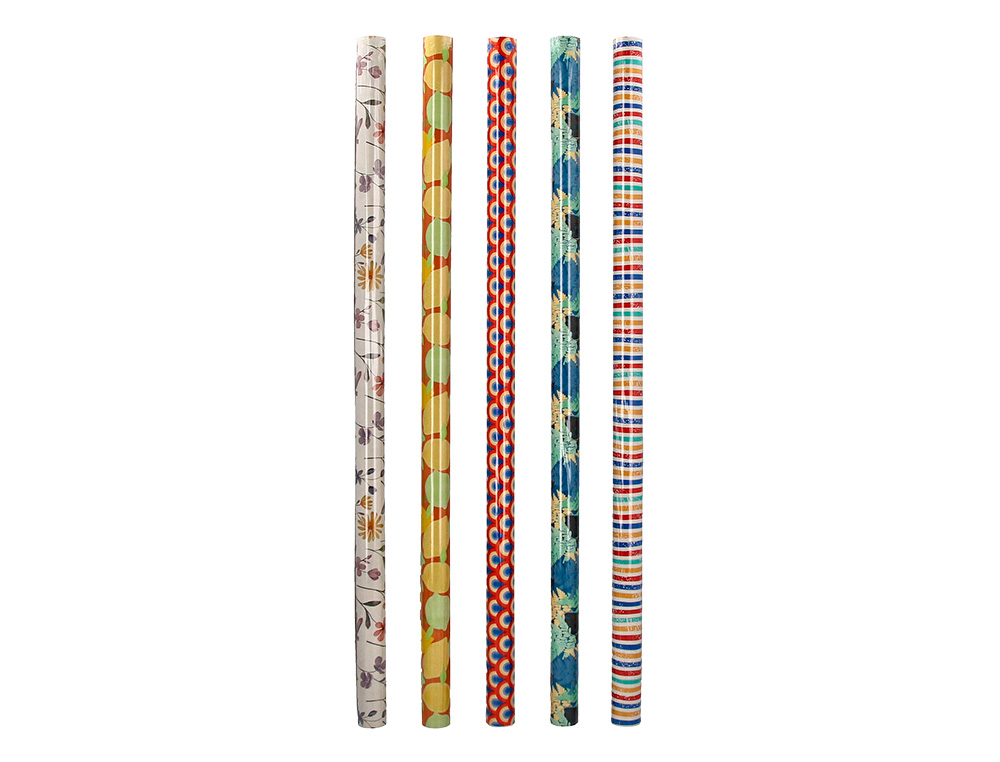 PAPEL DE REGALO LIDERPAPEL TODO AO ROLLO ANCHO 70 CM LONGITUD 2 MT GRAMAJE 60 GR DISEOS SURTIDOS B-2024