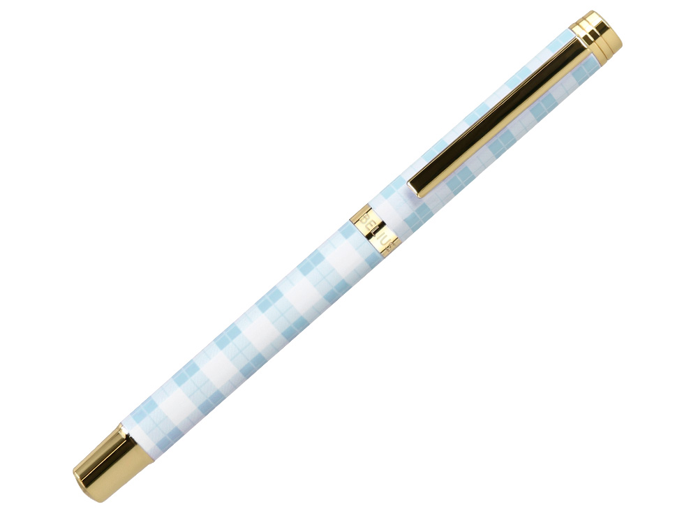 ROLLER BELIUS PERFECT PICNIC DAY ALUMINIO AZUL CELESTE DORADO TINTA COLOR NEGRO CAJA DE DISEÑO