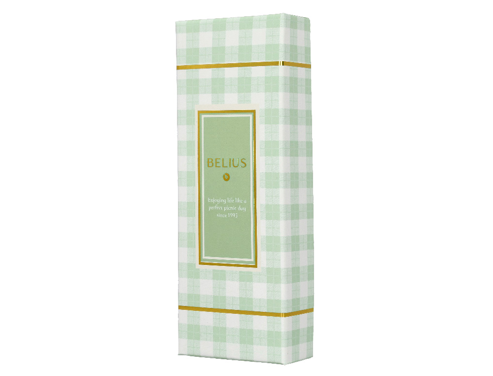 ROLLER BELIUS PICNIC ALUMINIO COLOR VERDE DORADO TINTA COLOR NEGRO CAJA DE DISEÑO
