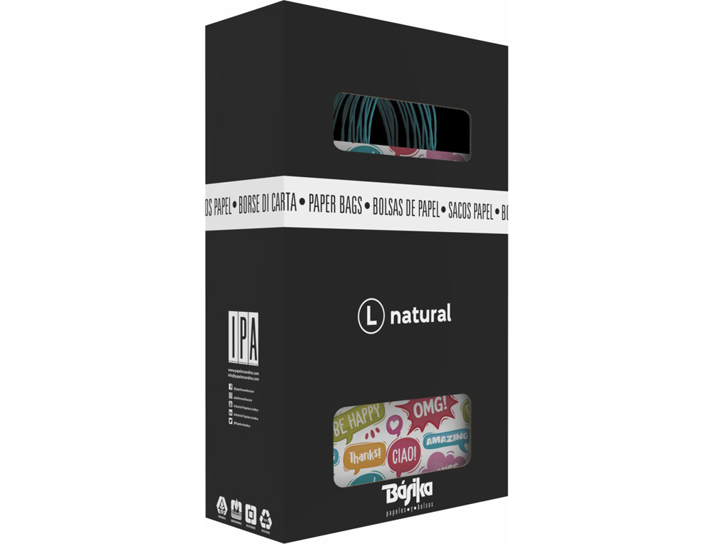 BOLSA PARA REGALO BASIKA PAPEL ESTUCADO 160 GR TODO AO CON ASA RETORCIDA TAMAO S 24+10X32 CM