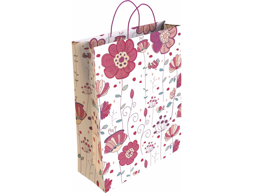 BOLSA PARA REGALO BASIKA PAPEL ESTUCADO 160 GR TODO AO CON ASA RETORCIDA TAMAO S 24+10X32 CM