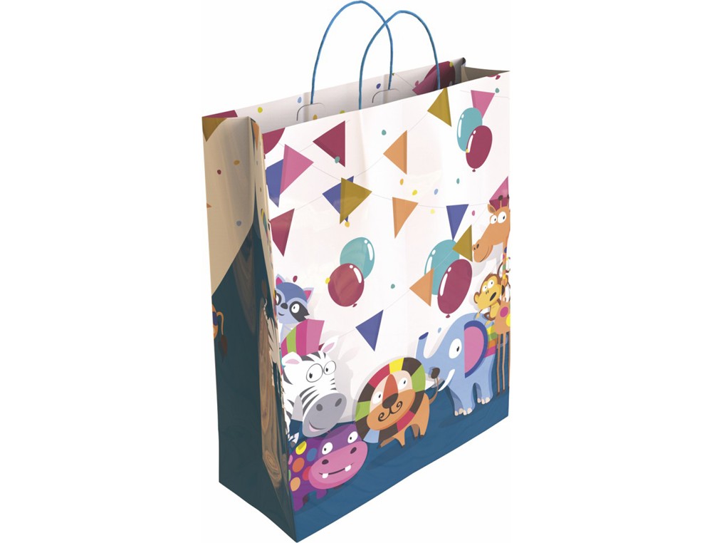 BOLSA PARA REGALO BASIKA PAPEL ESTUCADO 160 GR TODO AO CON ASA RETORCIDA TAMAO S 24+10X32 CM