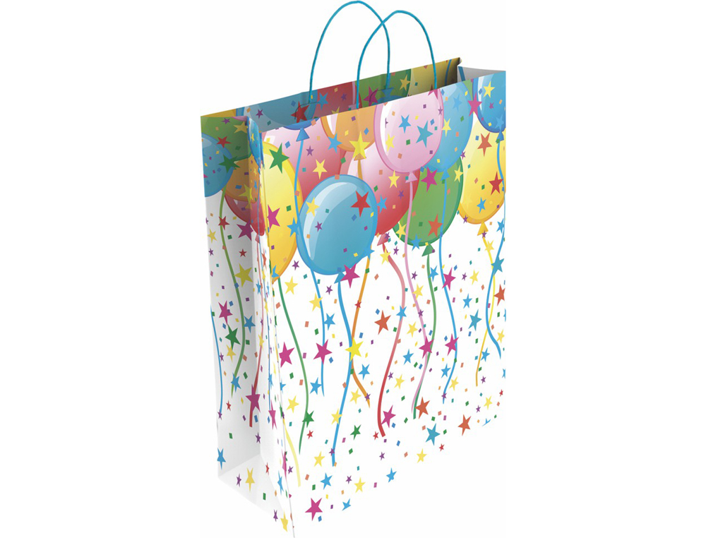 BOLSA PARA REGALO BASIKA PAPEL ESTUCADO 160 GR TODO AO CON ASA RETORCIDA TAMAO S 24+10X32 CM