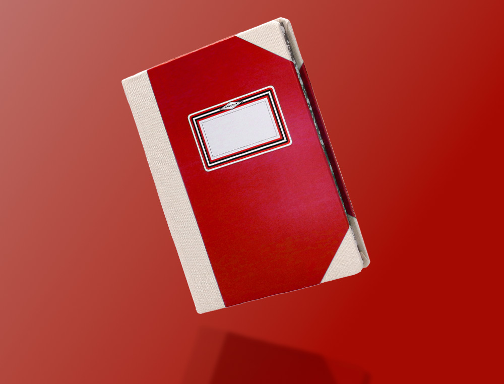 LIBRO CARTONE COSIDO FERNANDES FLECHA DIN A4+ RAYADO HORIZONTAL 50 HOJAS 100 GR ROJO