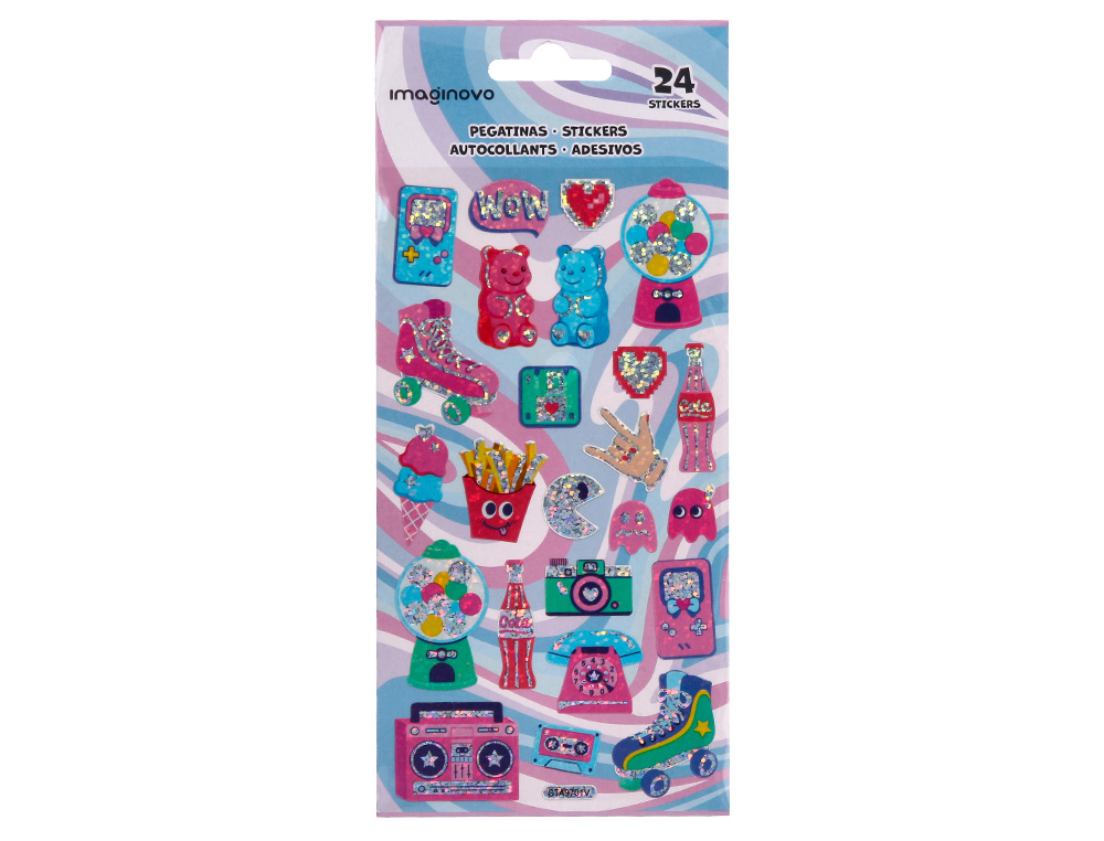 PEGATINAS IMAGINOVO DISEÑOS SURTIDOS HOBBIES CON BRILLO 214X100 MM EN BLISTER