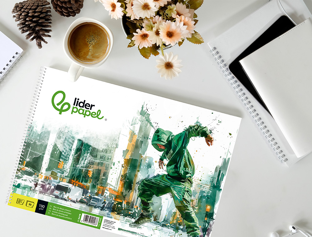 BLOC DIBUJO LIDERPAPEL ARTISTICO URBAN ESPIRAL 230X325MM 20 HOJAS 130G/M2 SIN RECUADRO PERFORADO