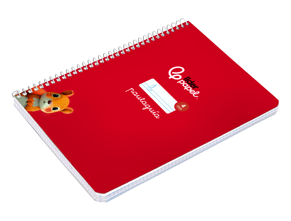 CUADERNO ESPIRAL LIDERPAPEL A5 PAUTAGUIA TAPA BLANDA 40H 75 GR CUADRO PAUTADO 4MM COLOR ROJO