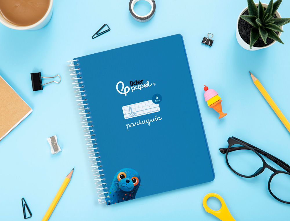 CUADERNO ESPIRAL LIDERPAPEL A5 PAUTAGUIA TAPA BLANDA 40H 75 GR CUADRO PAUTADO 5MM COLOR AZUL