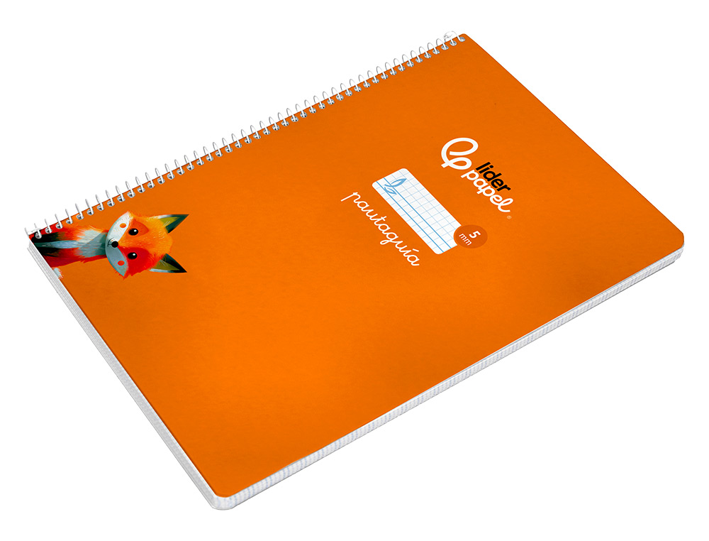 CUADERNO ESPIRAL LIDERPAPEL A4 PAUTAGUIA TAPA BLANDA 80H 75GR CUADRO PAUTADO 5MM COLOR NARANJA