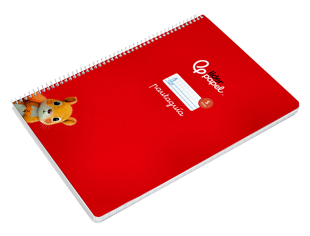 CUADERNO ESPIRAL LIDERPAPEL A4 PAUTAGUIA TAPA BLANDA 80H 75 GR CUADRO PAUTADO 5MM COLOR ROJO