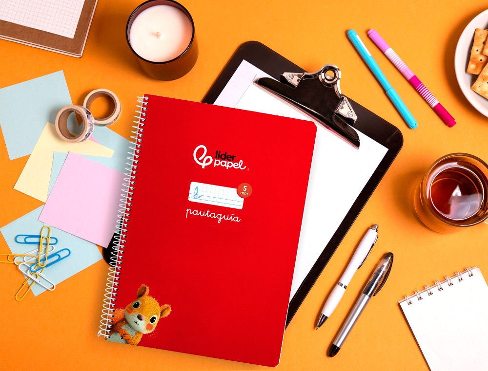 CUADERNO ESPIRAL LIDERPAPEL A4 PAUTAGUIA TAPA BLANDA 80H 75 GR CUADRO PAUTADO 5MM COLOR ROJO