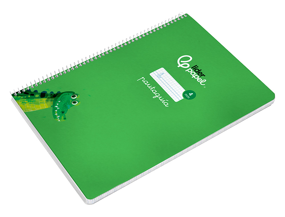 CUADERNO ESPIRAL LIDERPAPEL A4 PAUTAGUIA TAPA DURA 80H 90 GR CUADRO PAUTADO 4MM COLOR VERDE