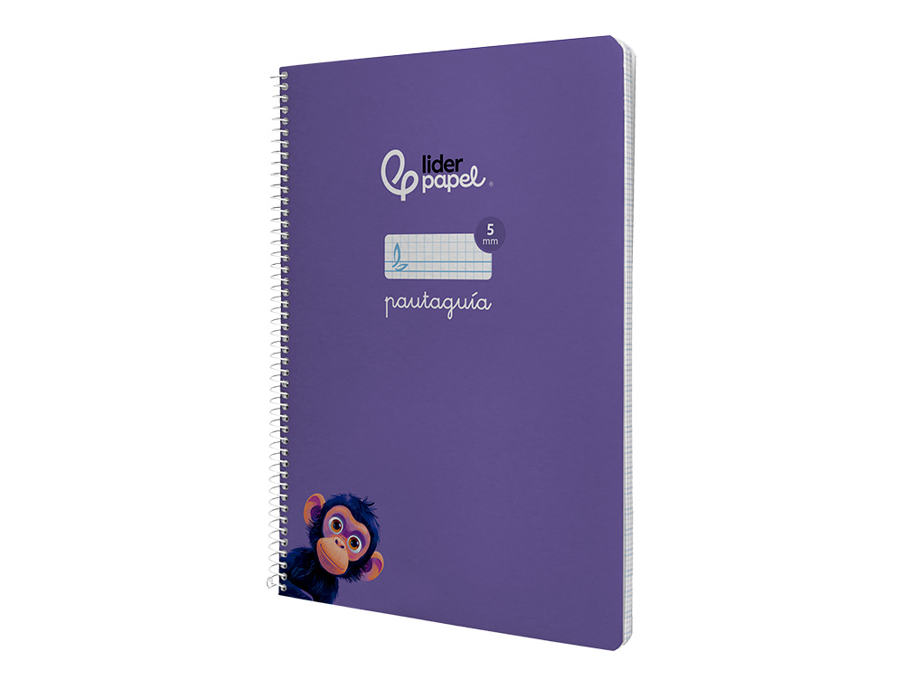 CUADERNO ESPIRAL LIDERPAPEL DIN A4 PAUTAGUIA TAPA DURA 80H 90 GR CUADRO PAUTADO 5MM COLOR LILA