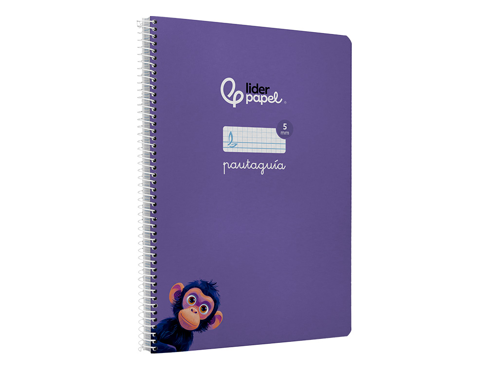 CUADERNO ESPIRAL LIDERPAPEL DIN A4 PAUTAGUIA TAPA DURA 80H 90 GR CUADRO PAUTADO 5MM COLOR LILA