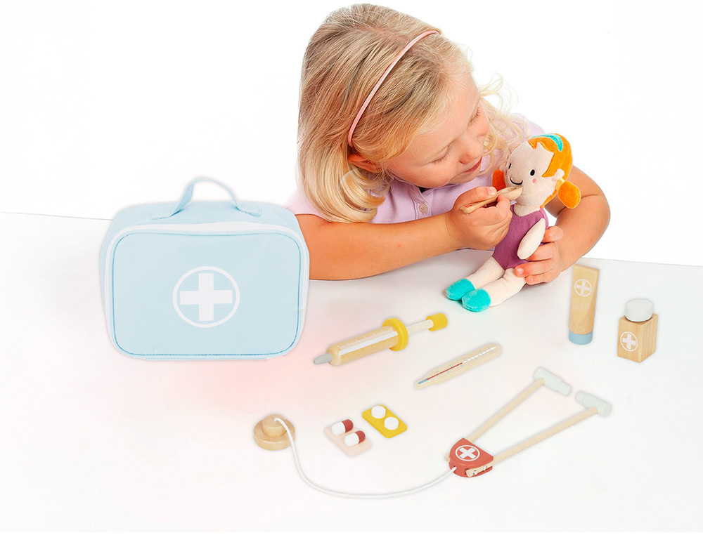 JUEGO INFANTIL IMAGINOVO MADERA MALETIN DE MEDICO +3 AOS 11 PIEZAS 24,5X18X10CM