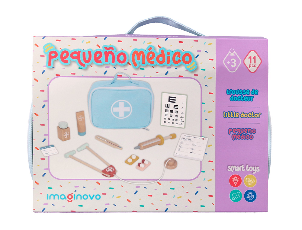 JUEGO INFANTIL IMAGINOVO MADERA MALETIN DE MEDICO +3 AOS 11 PIEZAS 24,5X18X10CM