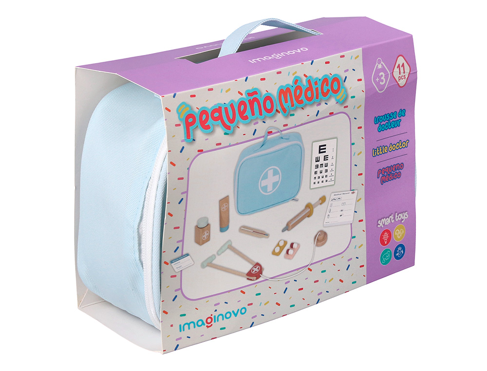 JUEGO INFANTIL IMAGINOVO MADERA MALETIN DE MEDICO +3 AOS 11 PIEZAS 24,5X18X10CM